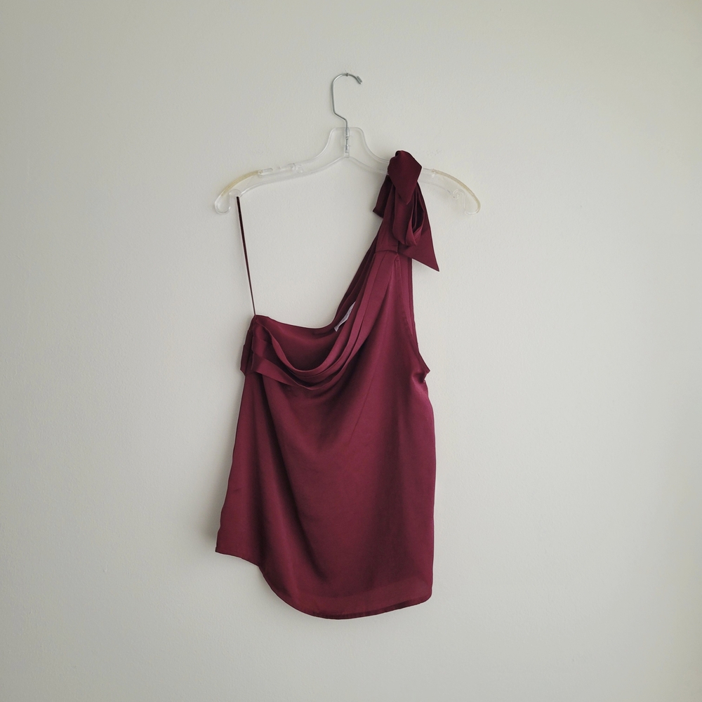NWT Petal And Pup  Burgundy Maryanne One Shoulder Satin Top